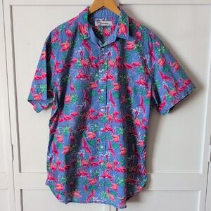 Bali Boat Shed Tropical Flamingo Novelty Printed  Hawaiian Shirt size XXL